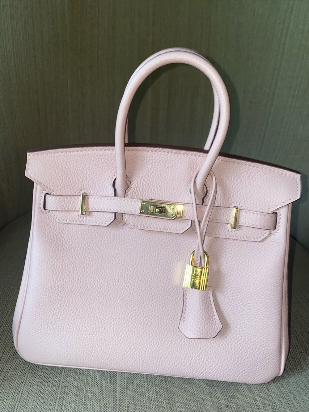 25cm light pink Togo leather top handle handbag bk25 - Picture 3 of 9